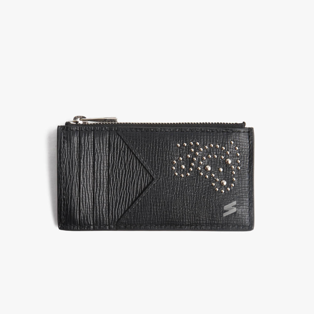Zipped Card Holder Corteccia Black | SURITT Luxury Leather Accessories
