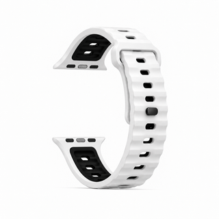 Apple Watch band Pulse Polar White by Suritt in white and black FKM, shown without the watch.