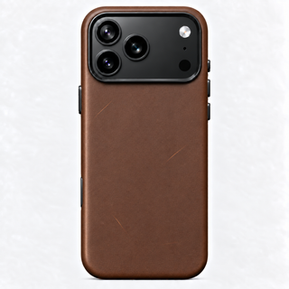 Tanner brown genuine leather iPhone case showing the patina that develops with use