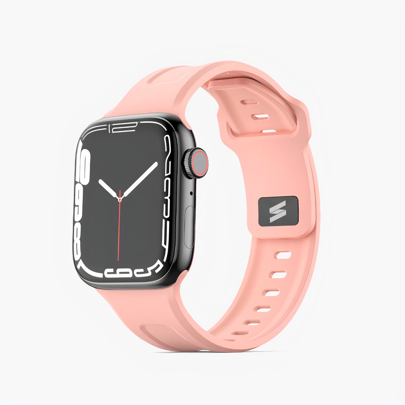 Black apple watch with pink 2025 band