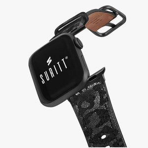 apple watch band with black leopard print