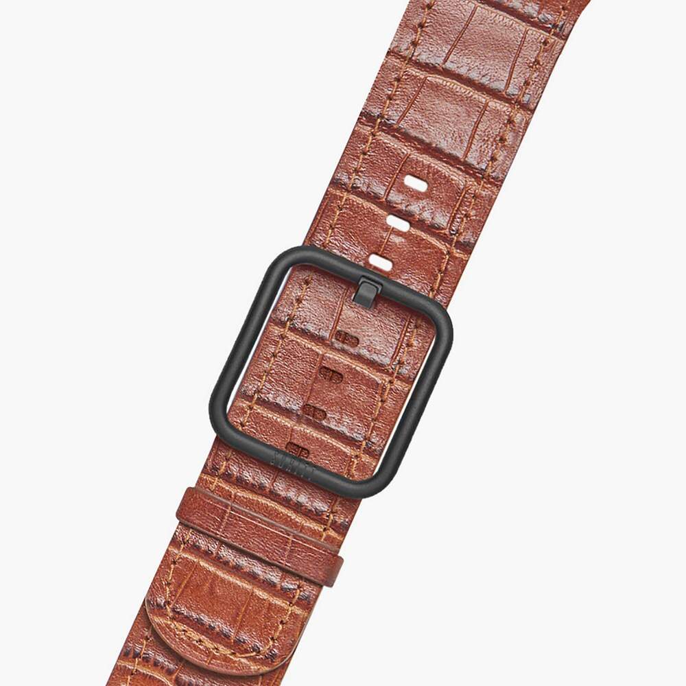 apple watch band brown with cocodrile pint and black buckle
