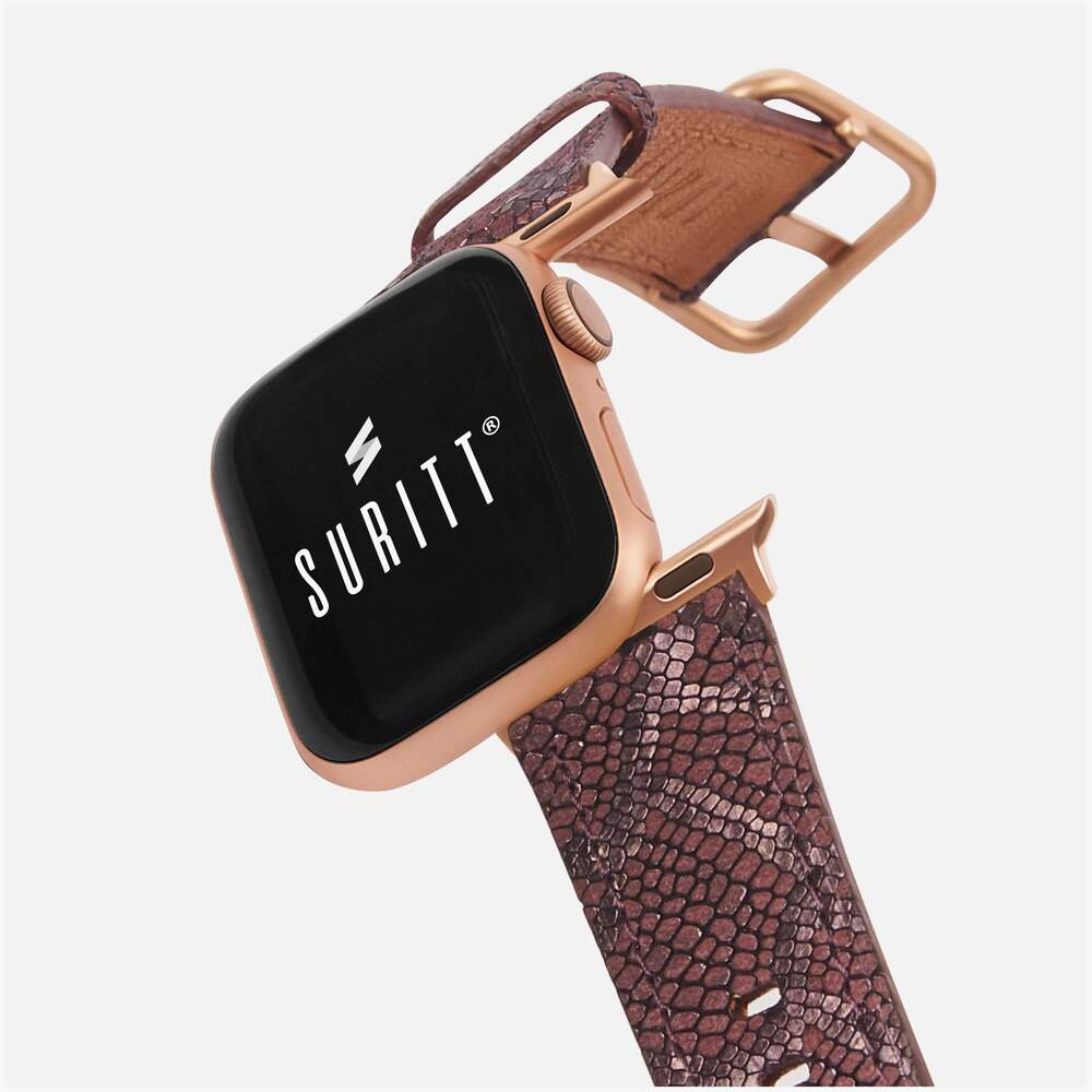 apple watch band- Paris Burgundy with snake leather
