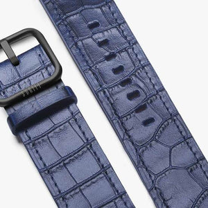 apple watch leather band with blue cocodirle print - Sidney