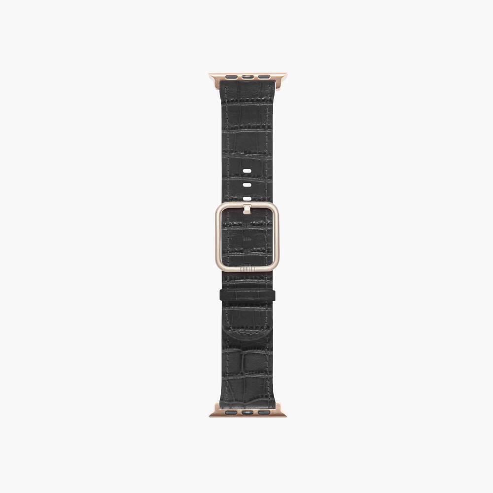 Black cocodrile leather band for iwatch - Sidney