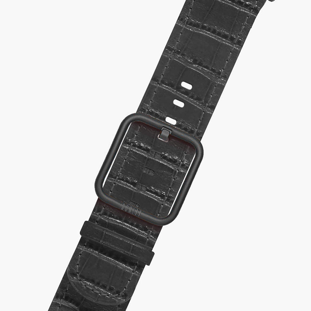 Black cocodrile print strap for iwatch - Sidney