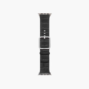 Black cocodrile leather strap for apple watch - Sidney