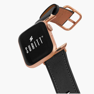 black leather band with gold for iwatch