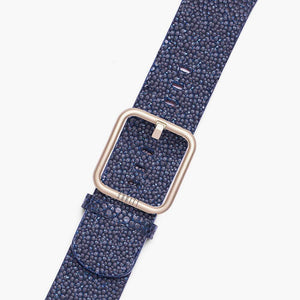 Blue leather band for apple watch with golden buckle- New wonder