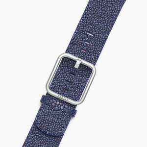 Blue leather band for apple watch with silver buckle- New wonder