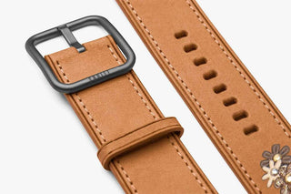 brown flowers apple watch leather band- Daisy