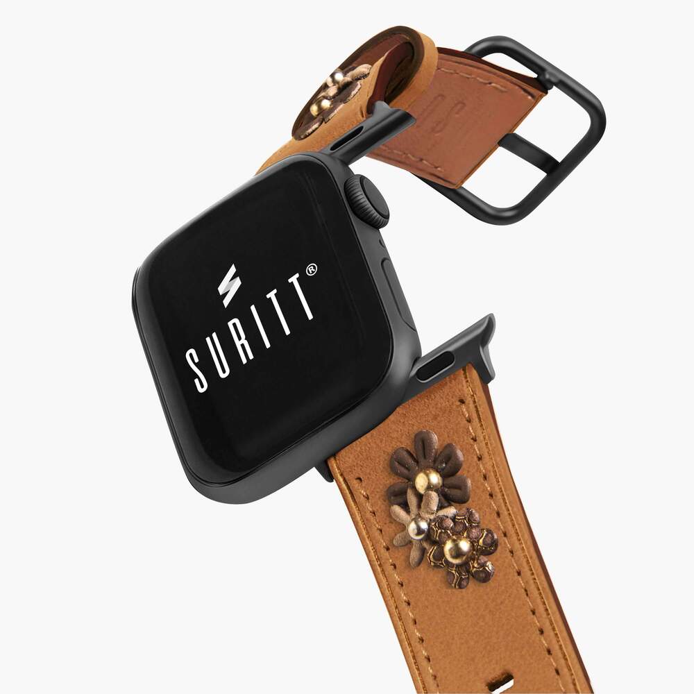 brown flowers apple watch leather strap- Daisy