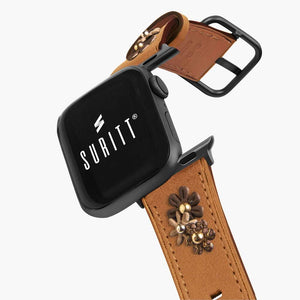 brown flowers apple watch leather strap- Daisy