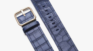leather strap for apple watch with blue cocodirle print - Sidney