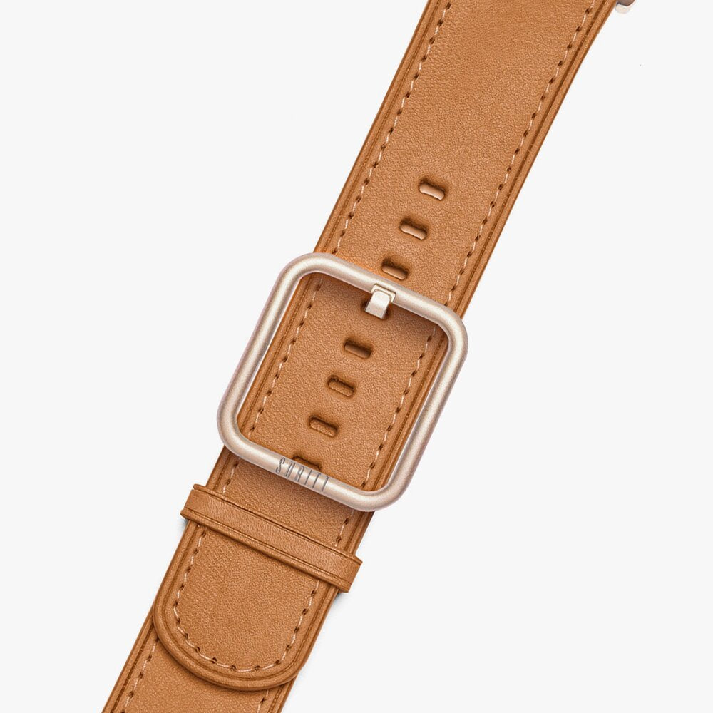 leather apple watch strap in color brown