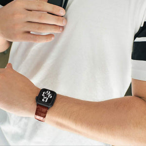 man with brown cocodrile strap for apple watch - Sidney
