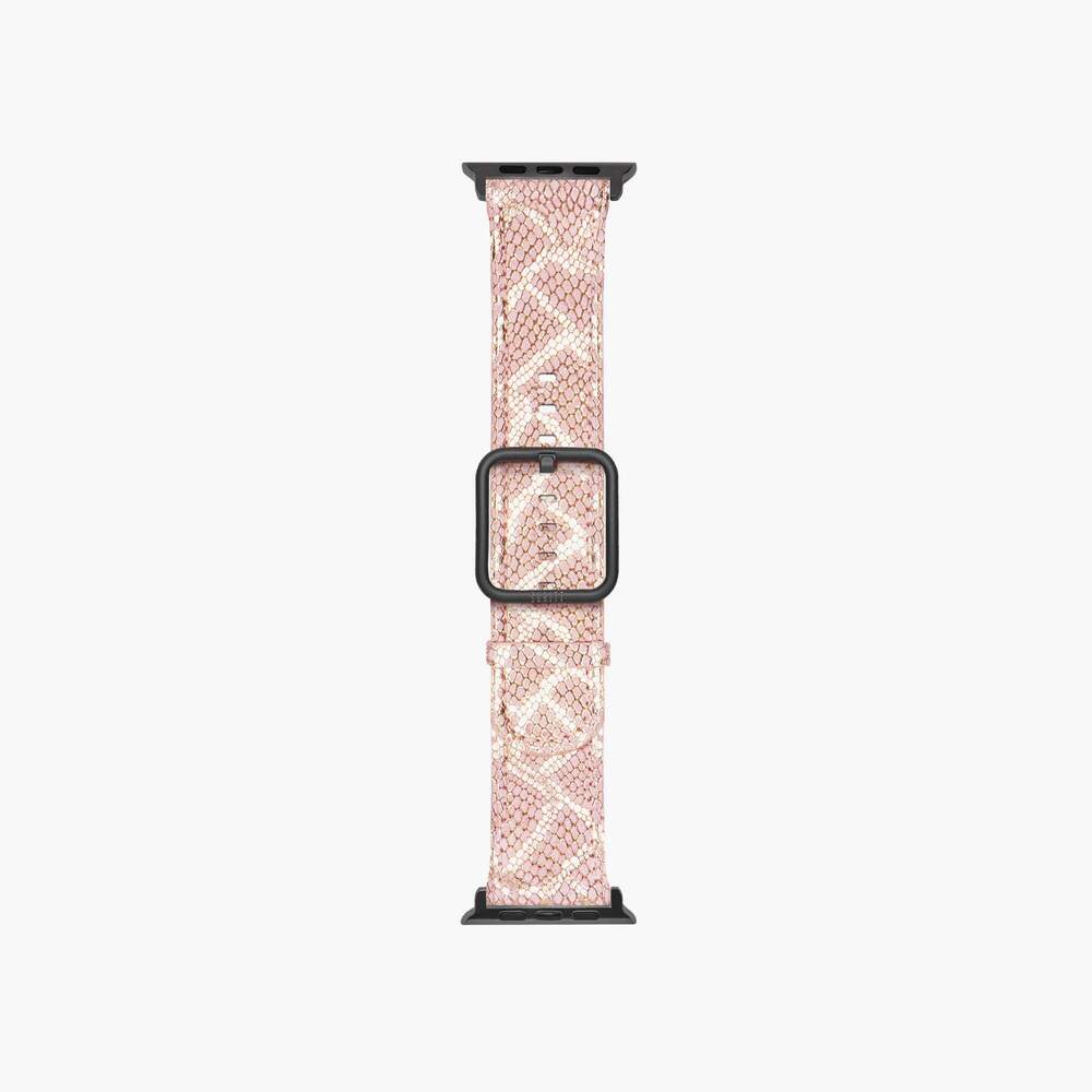Pink strap with snake leather for apple watch - Paris