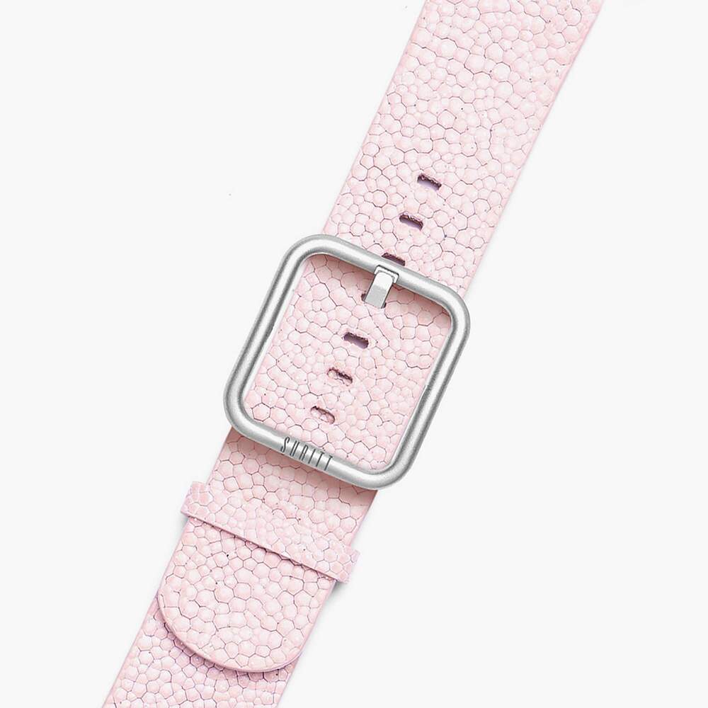 soft pink leather band with silver buckle for iwatch- New wonder