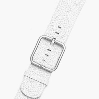 white leather band for apple watch with silver buckle- New wonder